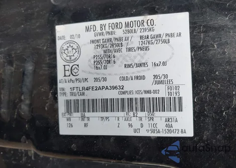 2010 Ford Ranger Sport/Xlt from USA, damaged, VIN 1FTLR4FE2APA39632